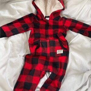 Carter's Red and Black Plaid Footie